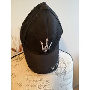 Maserati Black Baseball Cap Embroidered Trident Logo Adjustable Hat Mens Womens